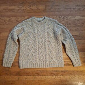 Vintage Men's J. CREW Handknit Cable Knit 100% Lambswool Fisherman Sweater Med